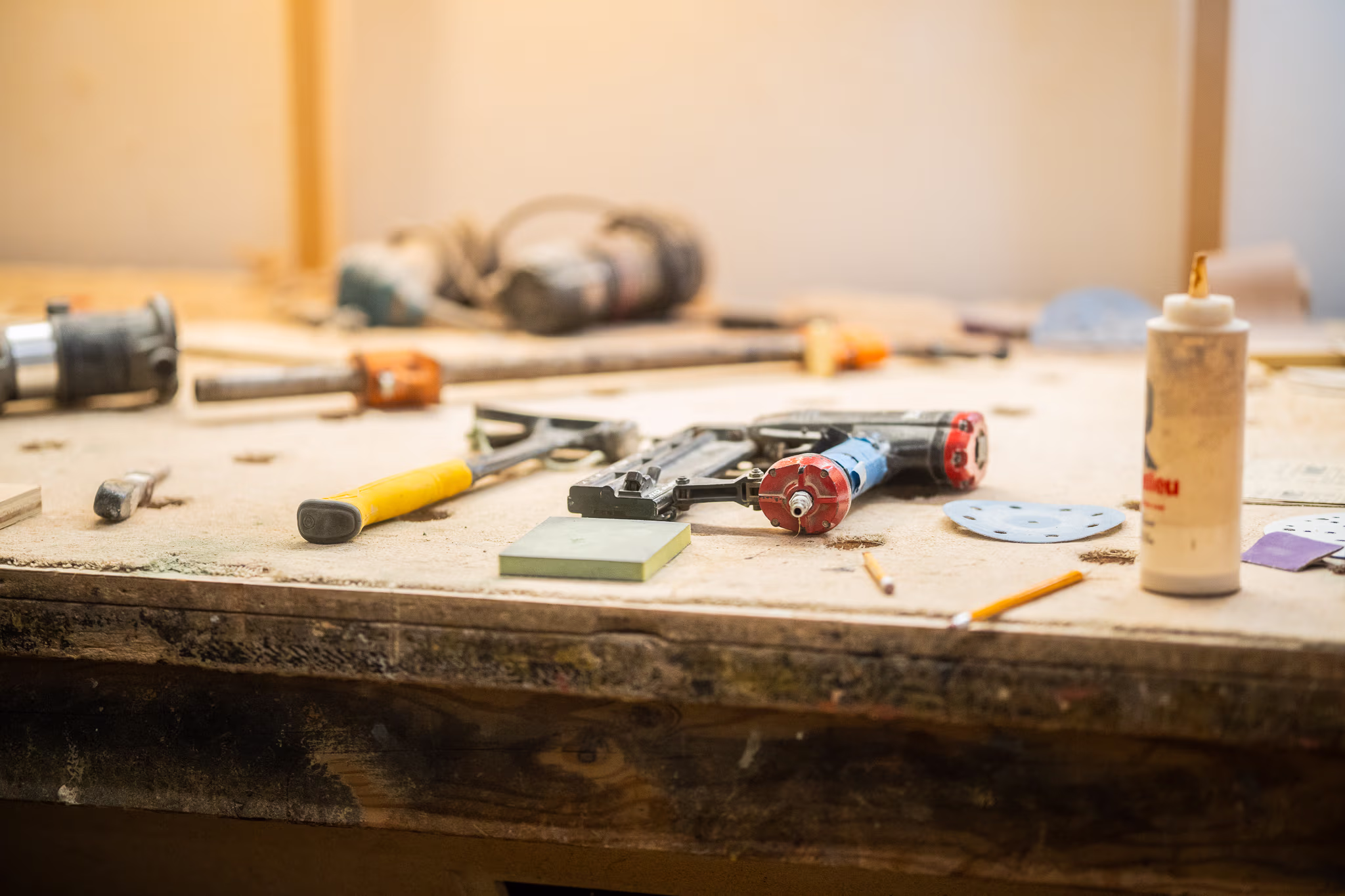 tools on a workbench